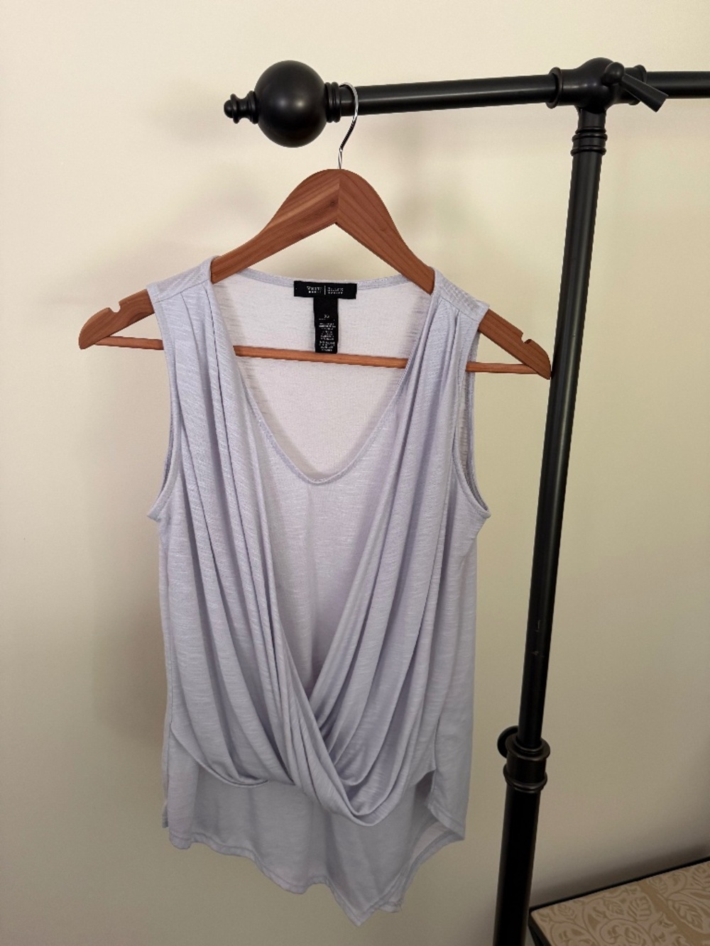 White House Black Market Gray Sleeveless Draped Twist Front Blouse XS